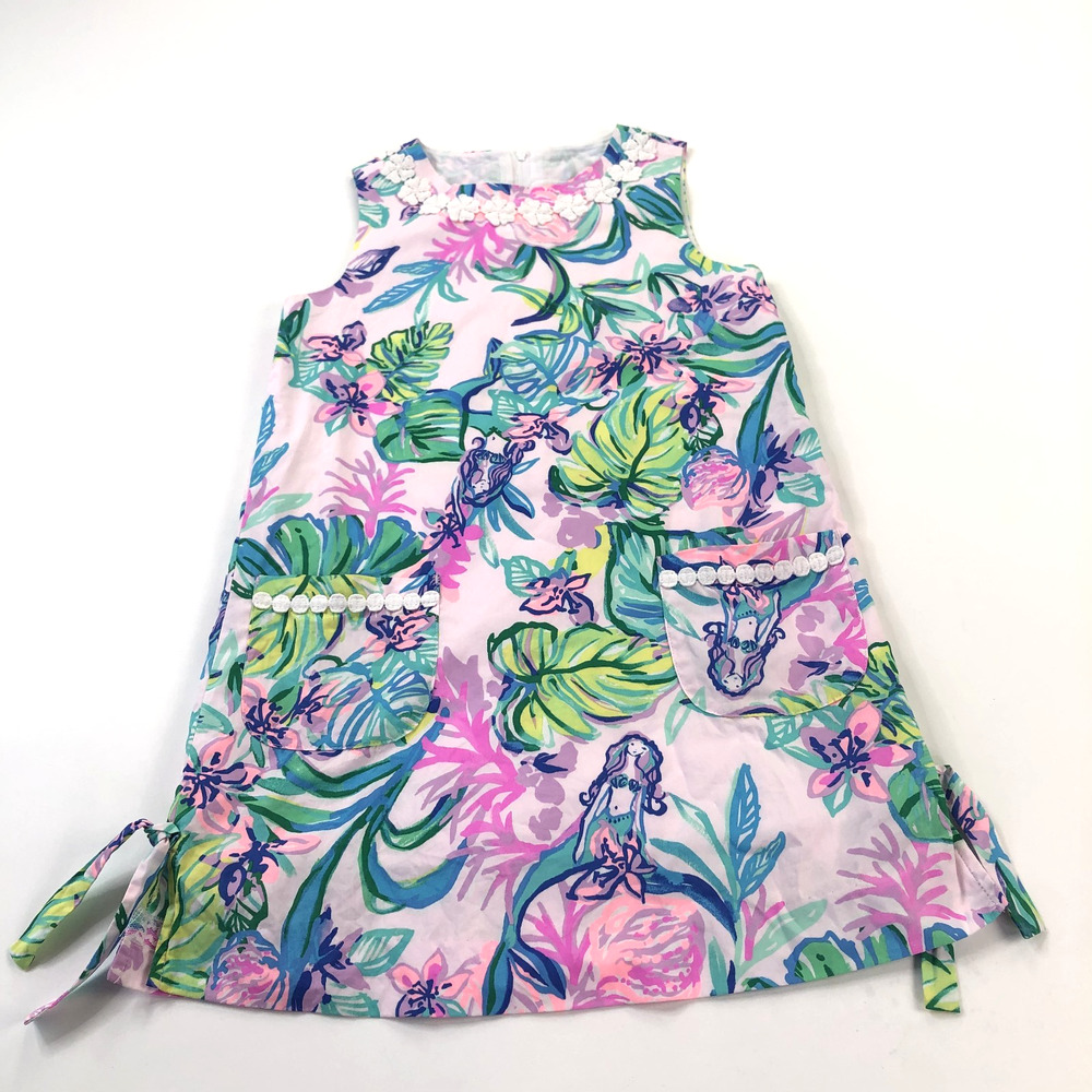 Lily Pulitzer Little Lily Classic Shift Dress Youth Girls Size 8 Floral MINT